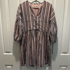 Pink Chicken Pink & Green Floral Boho Dress XS